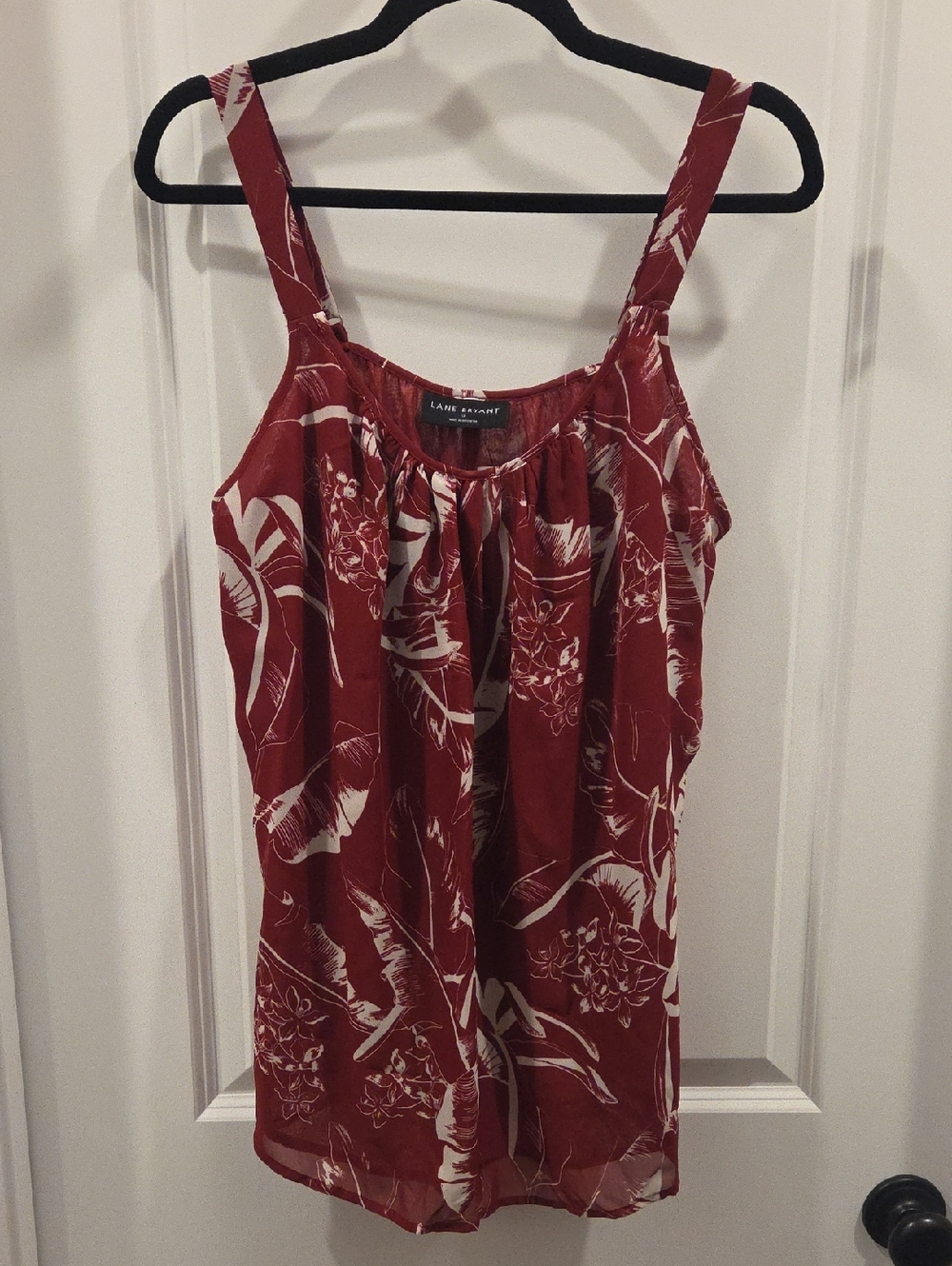 Lane Bryant Red and White Tropical Print Tank Top